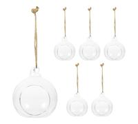 Angoily 6 Pièces Pot de Fleurs en Verre Transparent Suspendu Design Boule Corde pour Plantes D'intérieur Décoration Bureau et Chambre
