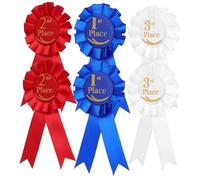 Angoily 6 pièces Set de Rubans de Récompense Colorés pour Événements Sportifs et Concours avec Rosettes Première Deuxième et Troisième Place