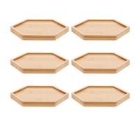 Angoily 6 Pièces Soucoupe pour Plante D'intérieur en Bambou, Plateau à Fleurs Hexagonal Beige, Lot 1, pour Succulentes et Bonsaï, Micro Paysage, Bureau, Dessous de Pot Décoratif