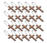 Angoily 72 Pendentifs Mini Croix en Bois Naturel Chaîne, Breloques Artisanales Chrétiennes pour Bricolage, Porte-clés Religieux et Décorations D’église, Présents Chrétiens de Pâques,