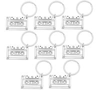 Angoily 8 pièces Porte-clés Cassette Vintage Design Rétro Réaliste Breloques pour Sac à Dos Bijoux Personnalisés Accessoires Musicaux pour Femmes et Filles