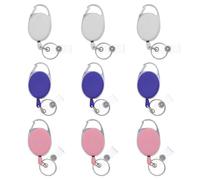 Angoily 9 Pièces 9 Porte-badges Rétractables Ovales avec Clip Robuste et Cordon Extensible, Lot de 3 Blancs, 3 Roses et 3 Bleus, Porte-badge Identification Pratique pour Bureau et Usage