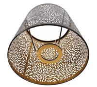 Angoily Abat-jour E27 en Métal Gravé Motif Chrysanthème, Grand Abat-jour Noir Extérieur et Doré Intérieur, Compatible Lampe de Table et Lampadaire, Décoration Intérieure pour Bureau