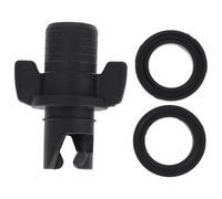 Angoily Adaptateur de Valve d'air en Plastique Noir pour Kayak Gonflable, Raccord Tuyau Pompe à Pied, Kit 2 Anneaux en Caoutchouc, Accessoire Indispensable pour Sport Nautique et Rafting