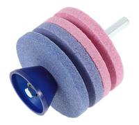 Angoily Affûteuse pour Tondeuse à Gazon à Meule Industrielle 4 Couches, Double Couche, Accessoire Multifonction Bleu et Rose, Affûtage pour Lames de Débroussailleuse et Outils de