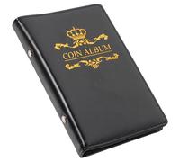 Angoily Album de Collection Monnaie Portable Noir Pochette Rangement et Transparent Classeur Compact pour Monnaies Jetons Médailles et Badges Protection sans Risque