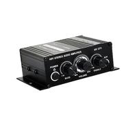 Angoily Amplificateur Audio Numérique 12v 2 Canaux Stéréo pour Enceinte Passive Réglage De Volume Et Basses pour Voiture Et Maison Design Compact Et LED Bleue