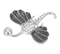 Angoily Anneau de Nombril Confortable Vintage en Acier Inoxydable Éléphant Orné de Cristaux, Bijou de Piercing Corporel pour Femmes, pour Cosplay et Fêtes la Plage