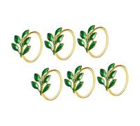 Angoily Anneaux de Serviette Lot de 6 Forme Feuille Délicate en Alliage Vert Lors de Mariage ou Fête d'anniversaire pour Décoration de Table et Centre de Table