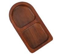 Angoily Assiette d'Assaisonnement en Bois Massif 2 Compartiments Petite Plaque Compartimentée pour Sauces et Apéritifs Plat à Condiments Multifonction pour Barbecue Fondue et Snacks