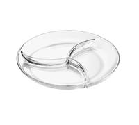 Angoily Assiette de Service en Verre Trempé Transparent Petit Format Plateau Alimentaire 3 Compartiments pour Fruits et Desserts Vaisselle Cuisine Multi-Usages pour Snacks et Salades