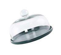 Angoily Assiette Dessert Céramique avec Couvercle Verre Plateau de Présentation Nordique Mat Plateau de Fruits et Gâteaux pour Restaurant et Maison