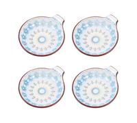 Angoily Assiettes à Sauce en Céramique Boho 4pcs avec Poignée pour Soirées Dîner en Famille Décoration de Table Unique et Élégante