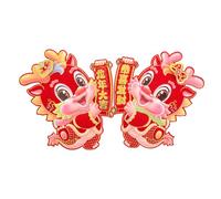 Angoily Autocollants de Porte Dragon 3d Flocage Doré pour Nouvel An Chinois 2024 - Décorations Murales et Fenêtres Festival du Printemps - Lot de 2 Pièces, Ambiance Festive Traditionnelle