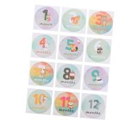 Angoily Autocollants Mensuels pour -né - 12 Pièces D'autocollants Étape Importante Bébé en Papier Solide - Fournitures pour Photos de Bébé et Souvenirs du Premier Anniversaire