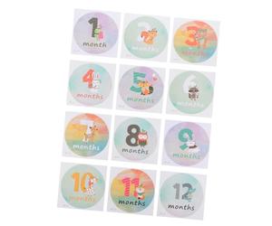 Angoily Autocollants Mensuels pour -né - 12 Pièces D'autocollants Étape Importante Bébé en Papier Solide - Fournitures pour Photos de Bébé et Souvenirs du Premier Anniversaire