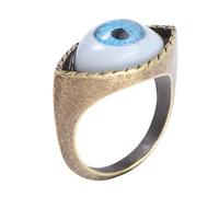 Angoily Bague Punk Vintage en Alliage Bleu Motif Œil pour Halloween