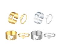 Angoily Bagues Décoratives Cœur Élégantes en Alliage Ensemble de 4 Paires de Bagues Présent Romantique Plusieurs styles pour Femmes pour Anniversaire et Saint-valentin Plusieurs styles