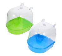 Angoily Bain pour Oiseaux Lavable 2 Pcs Bassin D'oiseau en Plastique Semi-Transparent 15 Cm Accessoire De Cage pour Perruches Petites Oiseaux Et Perroquets