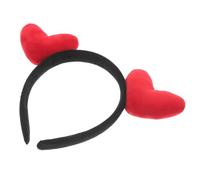 Angoily Bandeau Cheveux Peluche Noir Double Cœur Élastique Saint-Valentin Accessoire Costume Femme Fête Mariage Anniversaire Décorations Câlin