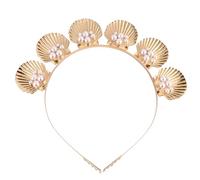 Angoily Bandeau de Vacances pour Femmes en Métal Doré Perles et Coquillages Serrage-Tête Chic Coquillage Léger et Élégant Accessoire Coiffure Créatif pour Plage et Fête