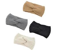Angoily Bandeaux en Laine pour Femmes Hiver 4pcs, Design Élastique Confortable, Bandeau Cheveux Femme pour Sport et Spa, Accessoires Cheveux Doux et Chauds