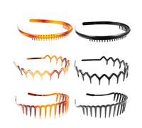 Angoily Bandeaux en Plastique Dentelé Antidérapants Serrage-tête Cranté Lot de 6 pour Cheveux Droits Adapté pour Hommes et Femmes, Sport et Usage Quotidien