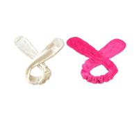 Angoily Bandeaux pour Cheveux Serrage-têtes Souples D'oreilles de Lapin pour Maquillage et Lavage Visage Couleur Aléatoire 2pcs en Tissu Beige Confortables et Absorbants