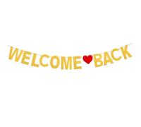 Angoily Bannière Dorée Welcome Back avec Paillettes Décoration Suspendue pour Fête de Rentrée Scolaire pour Salle de Classe et Accueil des Élèves