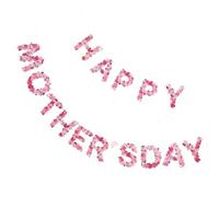 Angoily Bannière Joyeuse Fête des Mères Papier Décorative avec Fleurs Guirlande Suspendue Chic pour Intérieur Décoration Murale et Festive pour Célébration