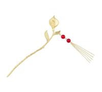 Angoily Bâtonnet à Cheveux Tulipe Or en Alliage Pompon Décoratif et Gland, Épingle à Cheveux Chinoise Vintage pour Coiffure Élégante et Traditionnelle