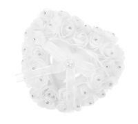 Angoily Boîte à Bijoux de Mariée de Cœur Strass Scintillants Petit Coffret Blanc pour Porte-Alliances Organiseur de Bagues pour Mariage Fiançailles et Saint-Valentin