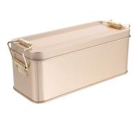 Angoily Boîte à Biscuits Rectangulaire en Fer Blanc Couvercle, Boîte Métallique Rose Doré pour Confiseries, Emballage Présent Polyvalent pour Biscuits, Bonbons et Petites Douceurs,