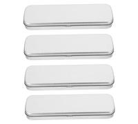 Angoily Boîte à Crayons en Fer Blanc pour 4Pcs Multifonctionnelle Argentée Rangement Pratique Bureau Scolaire