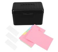 Angoily Boîte à Fiches Noire avec 50 Fiches Adhésives Colorées et 3 Étiquettes Blanches Rangement Compact pour Organisation de Recettes Photos et Cartes Présentoir Pratique pour Bureau