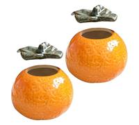 Angoily Boîte à Goûter en Céramique Orange 2pcs, Bocal de Conservation Cuisine, Design Réaliste et Usage Polyvalent, Décoration Nordique Élégante pour Présents Housewarming
