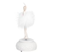 Angoily Boîte à Musique «Danseuse» Blanche en Résine Boîte à Mélodies de Ballet Rotative Décoration de Bureau Élégante Présent D’Anniversaire Original pour Filles Accessoire Photo