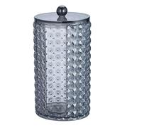 Angoily Boîte de Rangement Maquillage Motif Diamant en Acrylique Noir Forme Elliptique, Protège Poussière et Humidité, Bords Lisses et Arrondis, pour Cotons et Cotons-tiges