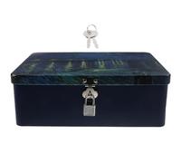 Angoily Boîte de Rangement Vintage Tôle avec Serrure Petite Caisse Verrouillable pour Bijoux Bureau et Photos Boîte Compacte pour Stockage Sécurisé