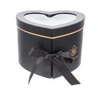 Angoily Boîte Présent de Cœur Noire Double Couche Rotative Contenant à Cotillons et Boîte D’Emballage pour Fleurs pour Mariage Anniversaire et Saint-Valentin Support Stable et