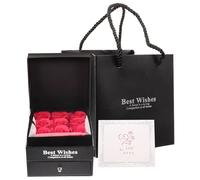 Angoily Boîte Rose Cadeau Double Tiroir avec Fleurs Préservées Coffret Bijoux Élégant pour Saint-valentin Anniversaire et Emballage Romantique