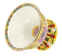 Angoily Bol Décoratif en Céramique Émaillée Jaune 35 Pouces Lotus sur Pied Bol Bouddhiste pour Temple Décoration Intérieure Résistant pour Cérémonie et Contemplation