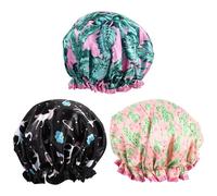 Angoily Bonnets de Bain en Satin Double Couche 3 Pièces Chapeaux Multifonctions Confortables et Faciles à Utiliser pour Se Baigner et Laver le Visage