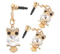 Angoily Bouchon Anti-Poussière Hibou Strass pour Port d'Écouteur Lot de 3 Compatible Téléphones Portables Accessoire Décoratif Protection Petit et Multicolore