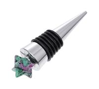 Angoily Bouchon de Bouteille Réutilisable en Acier Inoxydable et Silicone Incrustation Pierre Naturelle Rouge et Verte 1 Pièce Outil de Scellage pour Bouteille de Vin Mousseux Bouchon