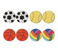 Angoily Boucles D’oreilles Puces en Bois 4 Paires Forme Ballons de Sport Légères et Faites la Main, Accessoires Mode pour Femmes Sportives et Tenue Décontractée