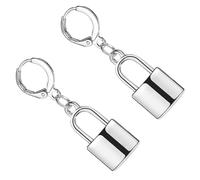 Angoily Boucles D'oreilles Cadenas Hip-hop Style Punk en Alliage Argenté, Confortables et Adaptées aux Performances de Danse ou Fêtes, 1 Paire pour Femmes et Frères