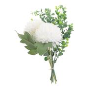 Angoily Boule de Chrysanthèmes Artificiels Blancs avec Eucalyptus Bouquet Décoratif Solide et Réaliste pour Maison Mariage Thanksgiving et Décoration Intérieure Fleurs Artificielles