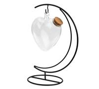 Angoily Bouteille Décorative en Verre Transparente 12 Cm Forme Cœur Support Lune en Fer, Contenant Étoile Origami Suspendue, Décoration Intérieure Créative pour Bureau Et Maison -