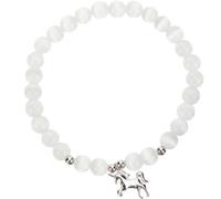 Angoily Bracelet Saint-valentin pour S925 ou Filles Pierre en Argenté Licorne et Blanche, Design Unique Chic, Surface Lisse, Cadeau de Fête Fin D'année